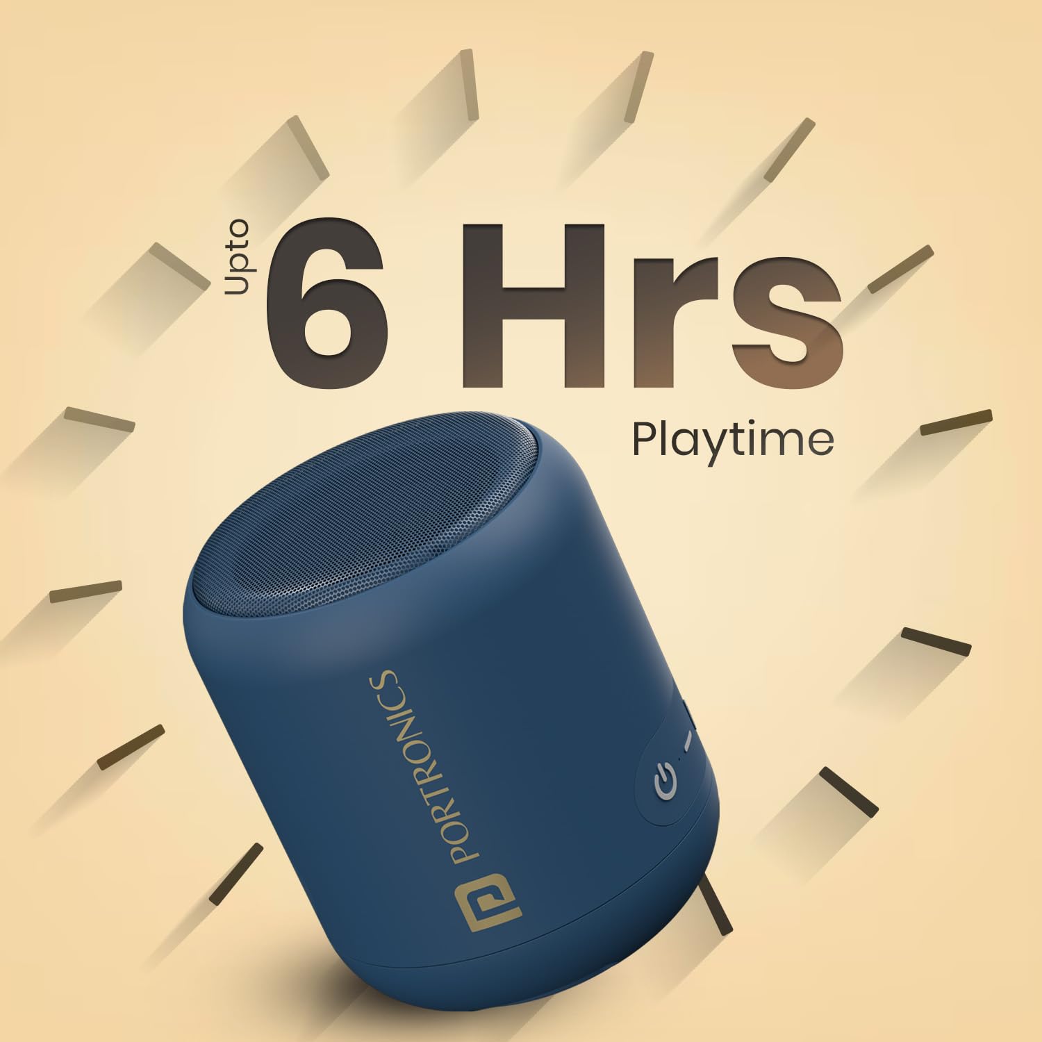 Portronics SoundDrum 1 12W TWS Portable Bluetooth Speaker with Powerful Bass, Bluetooth 5.3V, 360° Surround Sound, USB Drive in, Type C Fast Charging(Blue) - Image 4