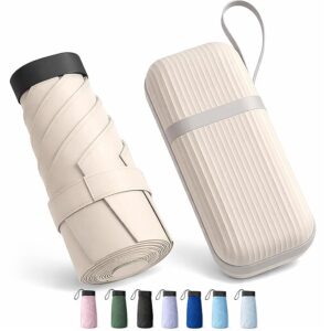 UV Travel Mini Folding Ultra Compact pastel Umbrella with Case
