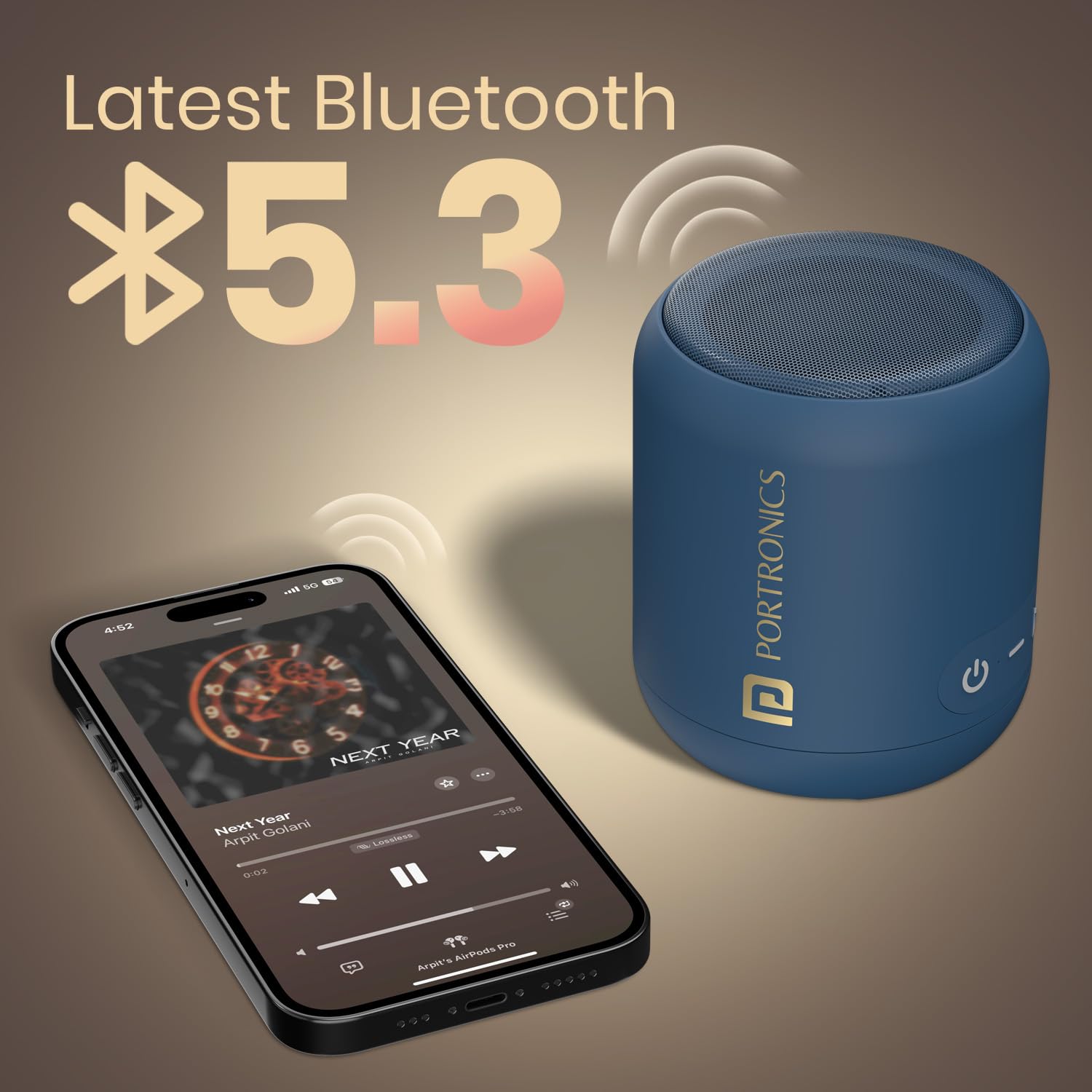 Portronics SoundDrum 1 12W TWS Portable Bluetooth Speaker with Powerful Bass, Bluetooth 5.3V, 360° Surround Sound, USB Drive in, Type C Fast Charging(Blue) - Image 6