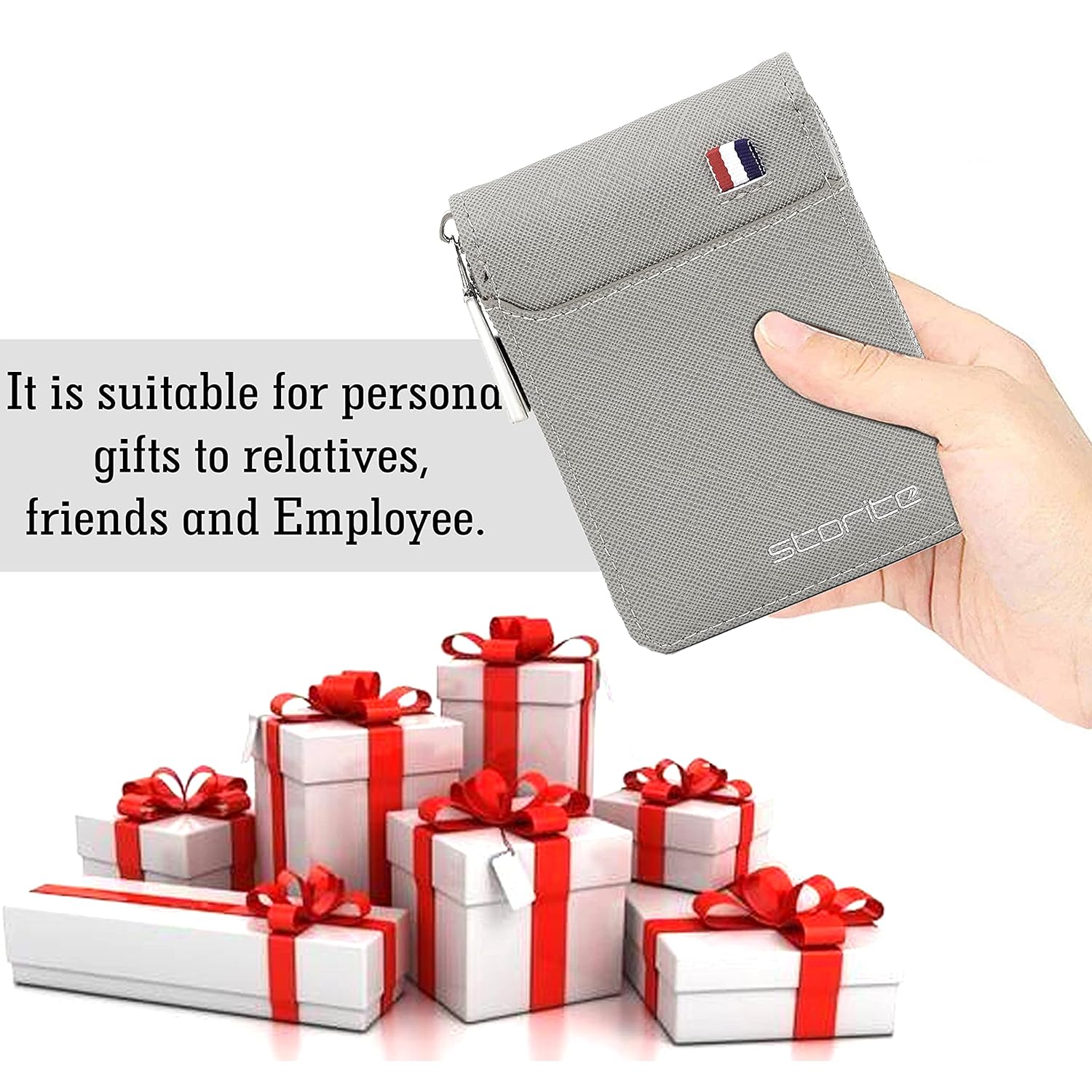 Storite PU Leather 9 Slot Vertical Credit Debit Card Holder Money Wallet Zipper Coin Purse for Men Women (Grey - 11.5 x 2 x 8 Cm) - Image 9