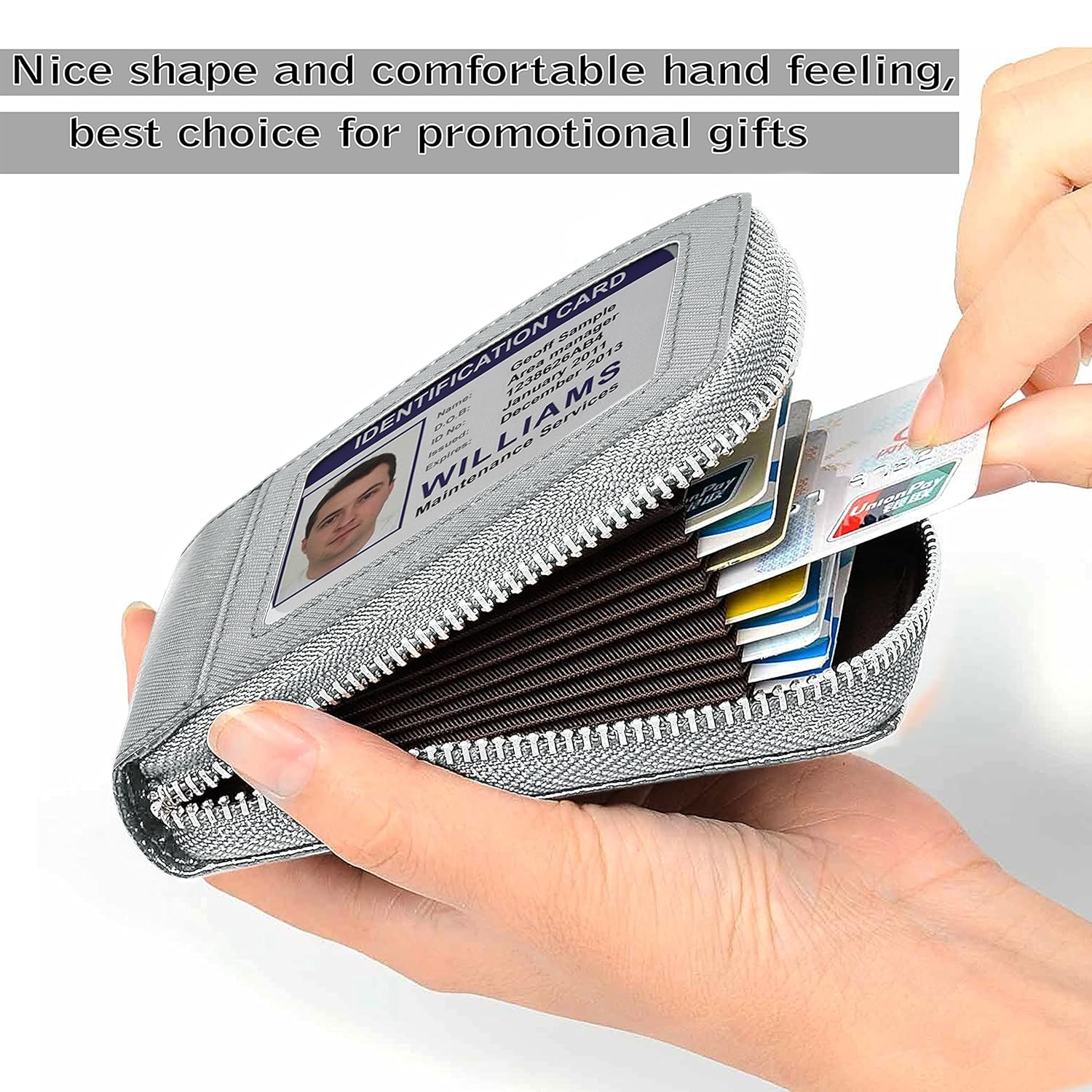 Storite PU Leather 9 Slot Vertical Credit Debit Card Holder Money Wallet Zipper Coin Purse for Men Women (Grey - 11.5 x 2 x 8 Cm) - Image 6